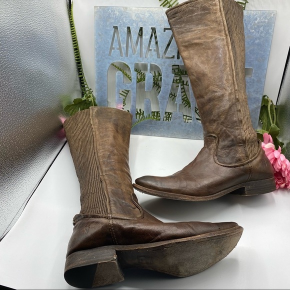 Frye 8 1/2 Melissa‎ Scrunch Brown Riding Boots 77103 - Picture 6 of 15